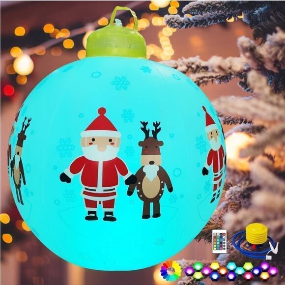 NIB Inflatable Outdoor Christmas Ball 24 Inch Large Christmas Blow Up Decoration - Picture 1 of 7